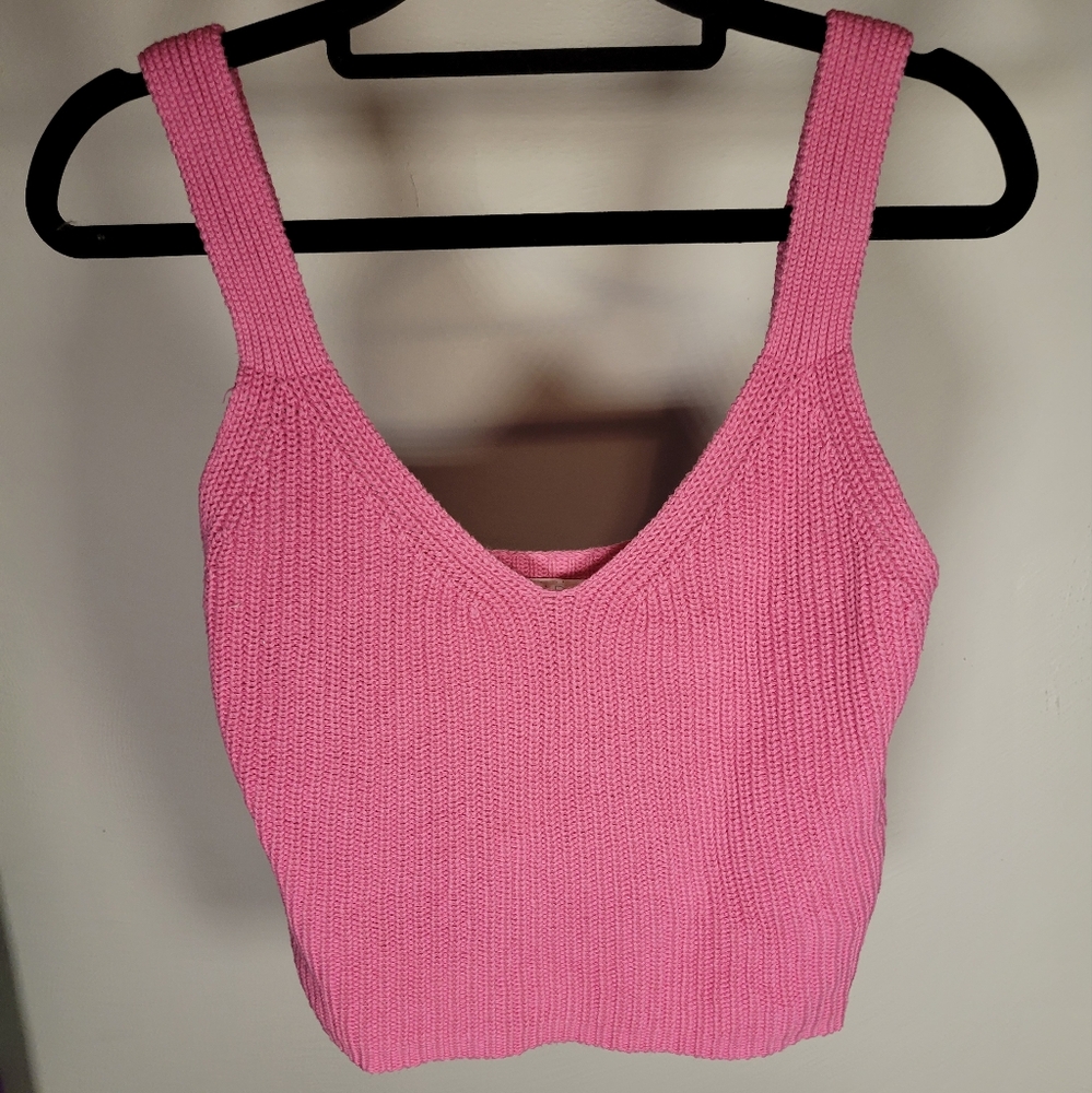 Abound Pink Knit Cropped Tank Top